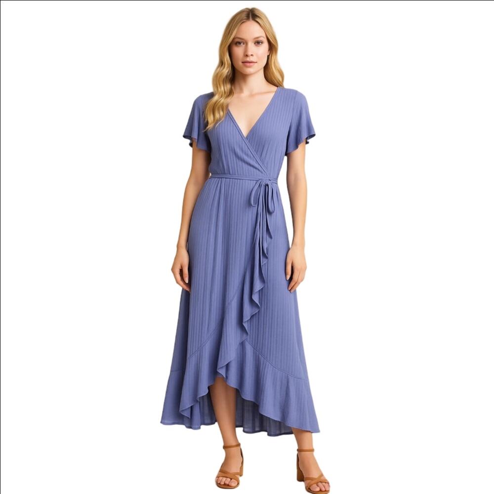 Ingrid & Isabel Ruffle Flutter Faux Wrap Maxi Dre… - image 1